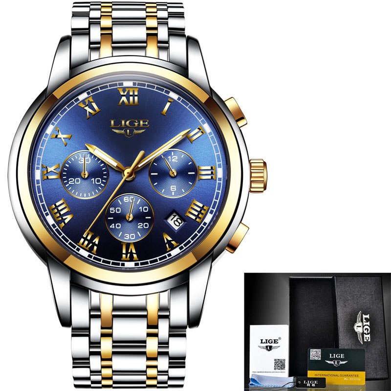 2018 New Watches Men Luxury Brand LIGE Chronograph Men Sports Watches Waterproof Full Steel Quartz Men's Watch Relogio Masculino