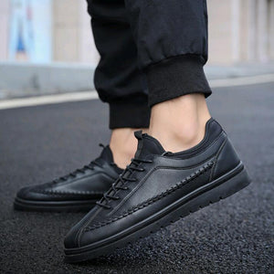 Brand Men's PU Casual Shoes Classic Fashion Male Lace up Flats black grey brown Men Flat Heel  masculino lightweight