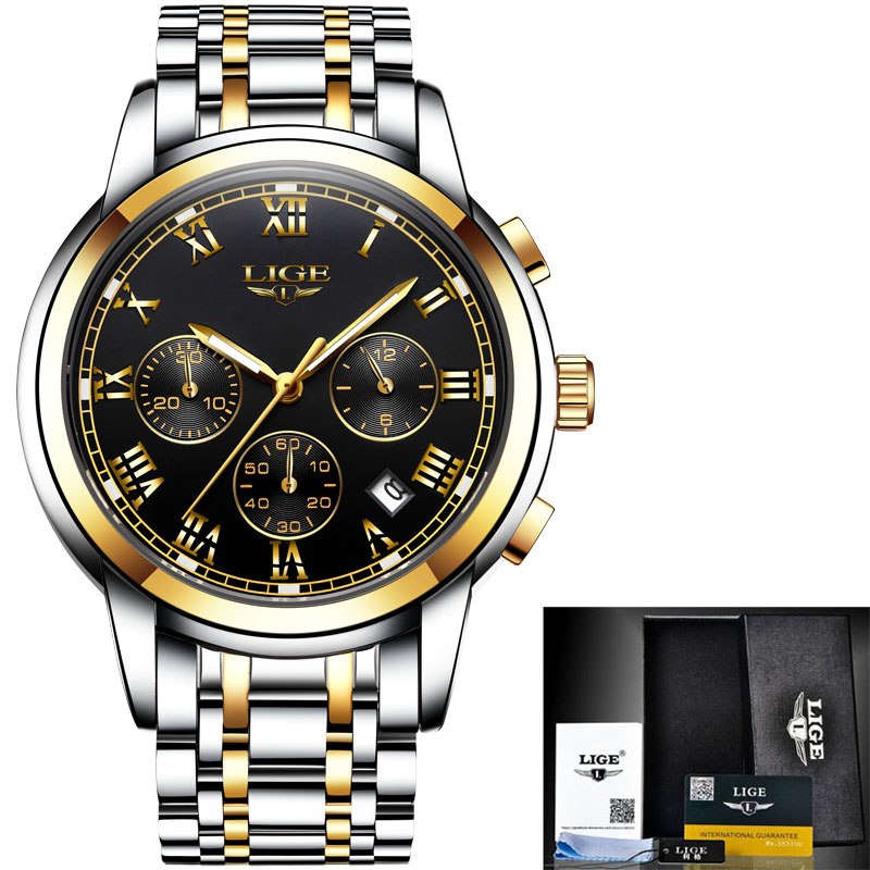 2018 New Watches Men Luxury Brand LIGE Chronograph Men Sports Watches Waterproof Full Steel Quartz Men's Watch Relogio Masculino