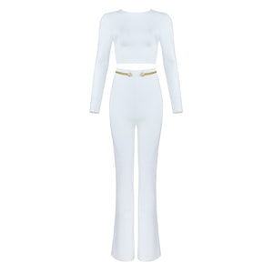 Ocstrade New Fashion 2019 Women Set Clothing White High Quality Two Pieces Bandage Outfit Top and Pants 2 Piece Bandage Set