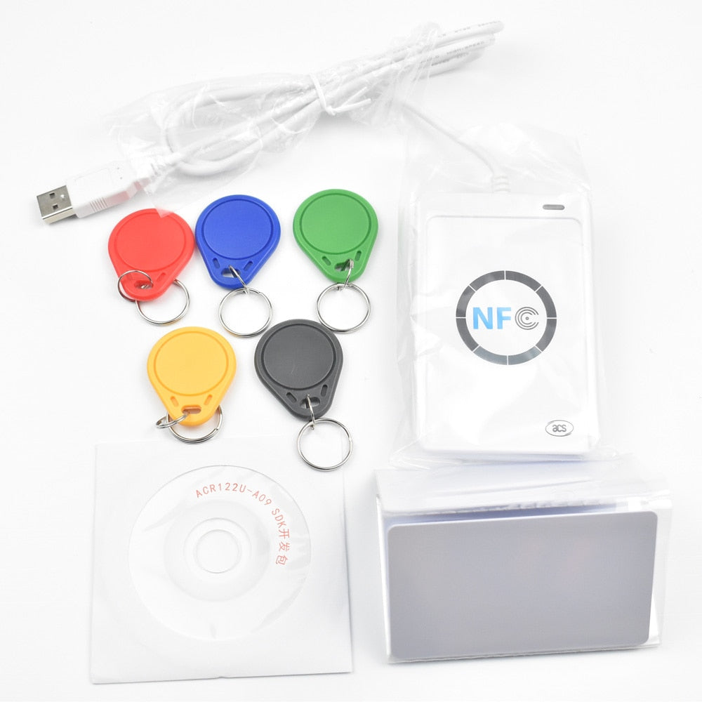 Original USB ACR122U NFC RFID Smart Card Reader Writer  + 5 pcs UID Cards +5pcs UID Tags+ SDK + M-ifare Copy Clone Software