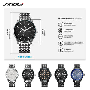 SINOBI Men's  Watches Top Brand Luxury Metal strap Wristwatch Mens Gift Quartz Watch Discount Relogio Masculino Discount product