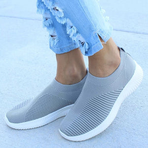 Women Knitting Slip On Autumn Flat Loafers Lady Plus Size Comfort Breathable Mesh Sneaker Walking Shoes Female Fashion Footwear