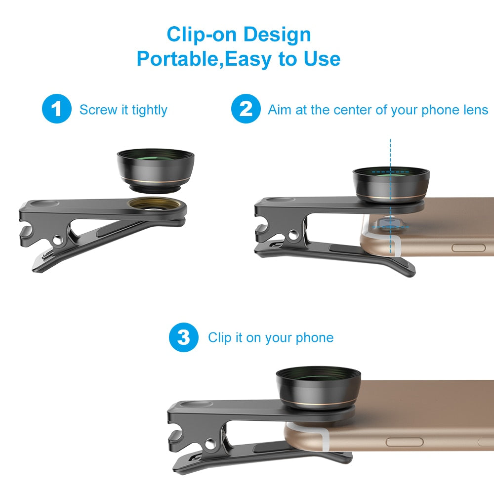 Universal 6 in 1 Phone Camera Fish Eye Lens Wide Angle Macro Lens CPL / Star Filter 2X tele for almost all smartphones