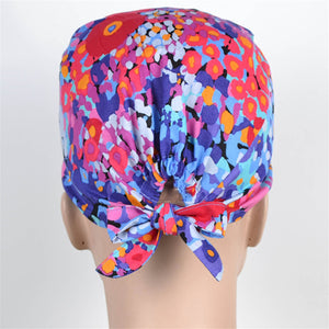 Watercolor Women's Medical Cap Nursing Hat for Women 100% Cotton Tieback Adjustable Surgical Scrub Hats