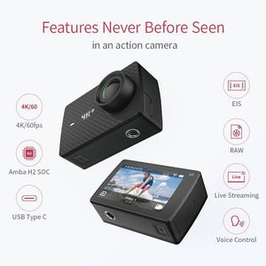 YI 4K+(Plus) Action Camera International Edition FIRST 4K/60fps Amba H2 SOC Cortex-A53 IMX377 12MP CMOS 2.2"LDC RAM EIS WIFI
