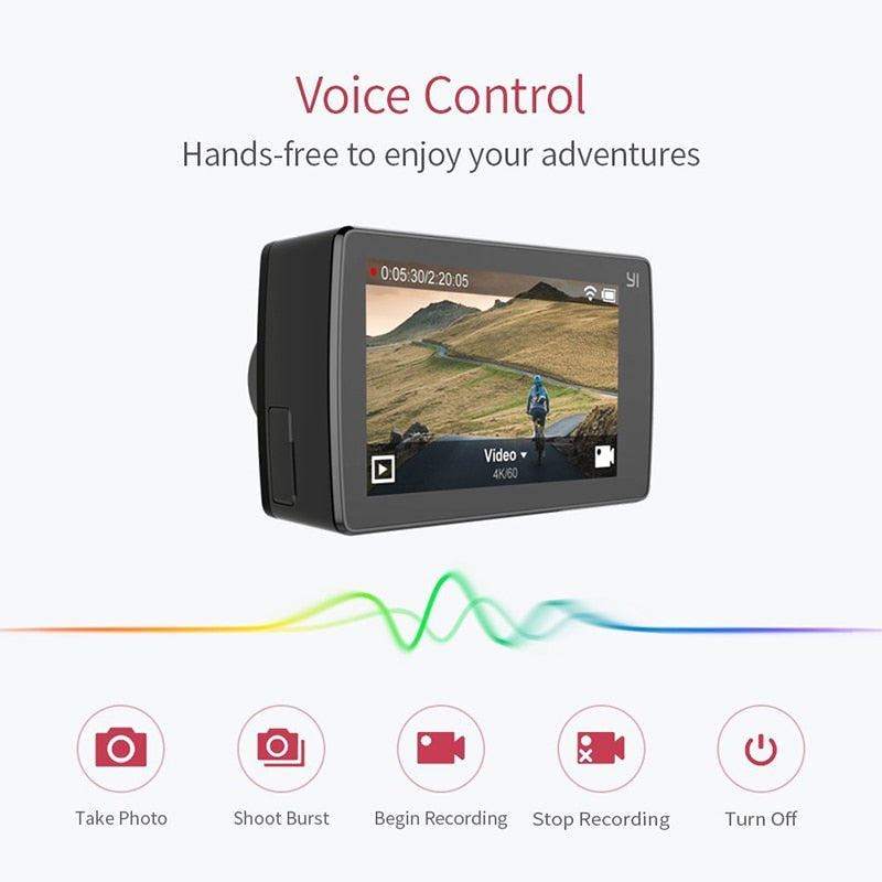 YI 4K+(Plus) Action Camera International Edition FIRST 4K/60fps Amba H2 SOC Cortex-A53 IMX377 12MP CMOS 2.2"LDC RAM EIS WIFI