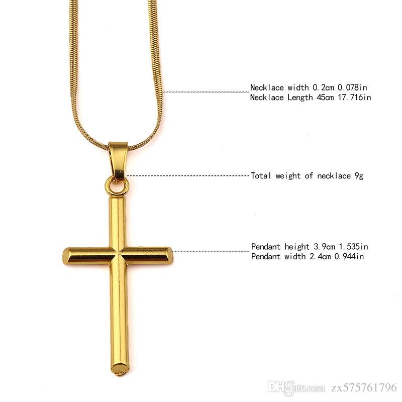 Mens Charm Cross Pendant Chokers Necklaces Fashion Hip Hop Jewelry 18k Gold Plated Design 45cm Long Chain Punk Rock Filling Pieces Mens