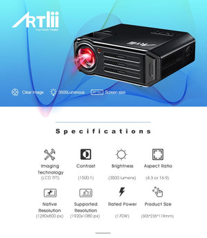 LED Video Projector Home Theater HD Projector Multimedia for Movies, Games, Match and Party, LCD Movie Projector