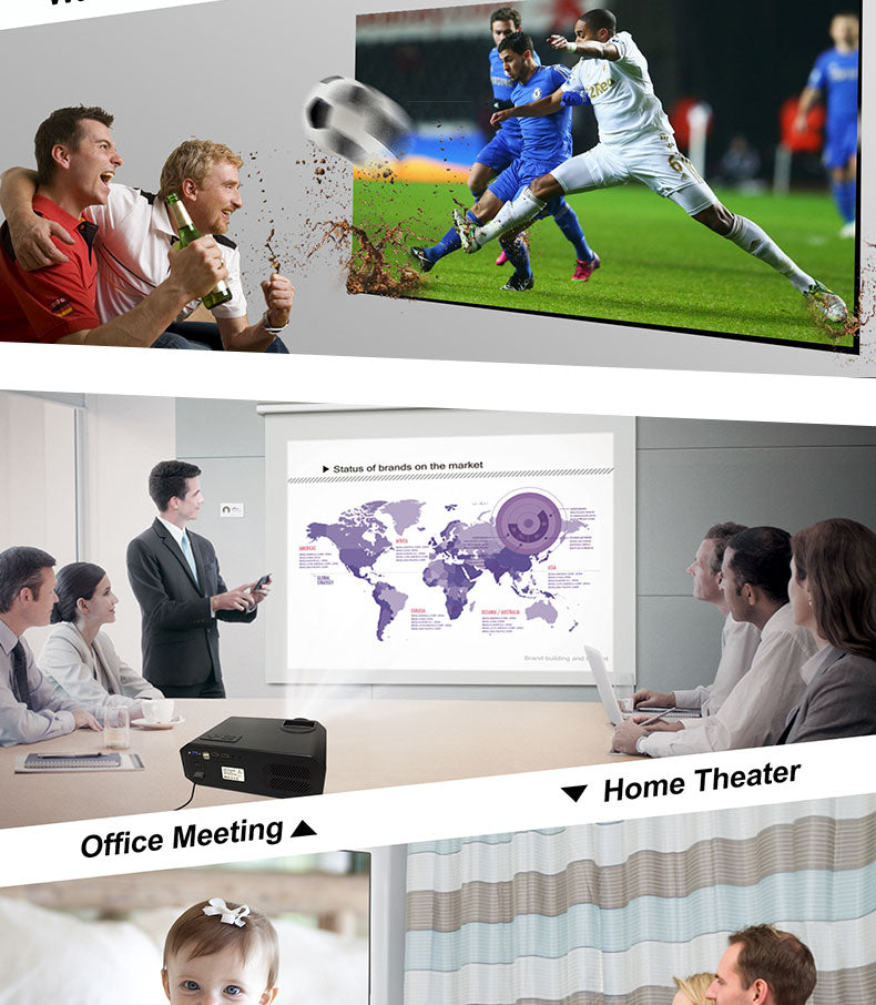 LED Video Projector Home Theater HD Projector Multimedia for Movies, Games, Match and Party, LCD Movie Projector