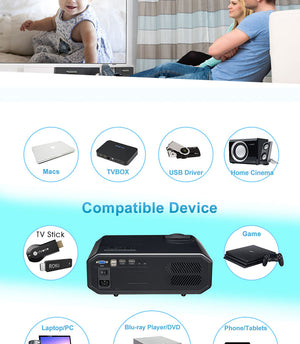 LED Video Projector Home Theater HD Projector Multimedia for Movies, Games, Match and Party, LCD Movie Projector