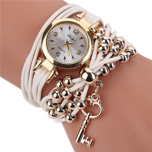 Women Watches Bracelet Watch Ladies Fashion Women's Dress Watches Slim Leather Circle Band Gold Dial Quartz Wristwatches P40