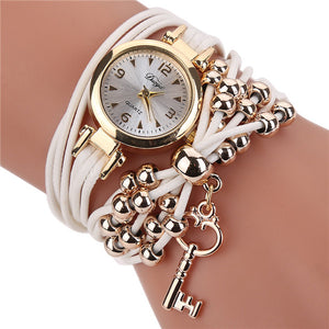 Women Watches Bracelet Watch Ladies Fashion Women's Dress Watches Slim Leather Circle Band Gold Dial Quartz Wristwatches P40