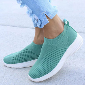 Women Knitting Slip On Autumn Flat Loafers Lady Plus Size Comfort Breathable Mesh Sneaker Walking Shoes Female Fashion Footwear