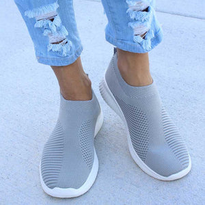 Women Knitting Slip On Autumn Flat Loafers Lady Plus Size Comfort Breathable Mesh Sneaker Walking Shoes Female Fashion Footwear