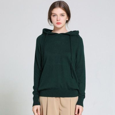 LHZSYY 2018 Autumn winter New women&#39;s Cashmere Sweater loose Hooded Sweater solid color high-quality soft pullover fashion shirt