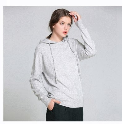 LHZSYY 2018 Autumn winter New women&#39;s Cashmere Sweater loose Hooded Sweater solid color high-quality soft pullover fashion shirt