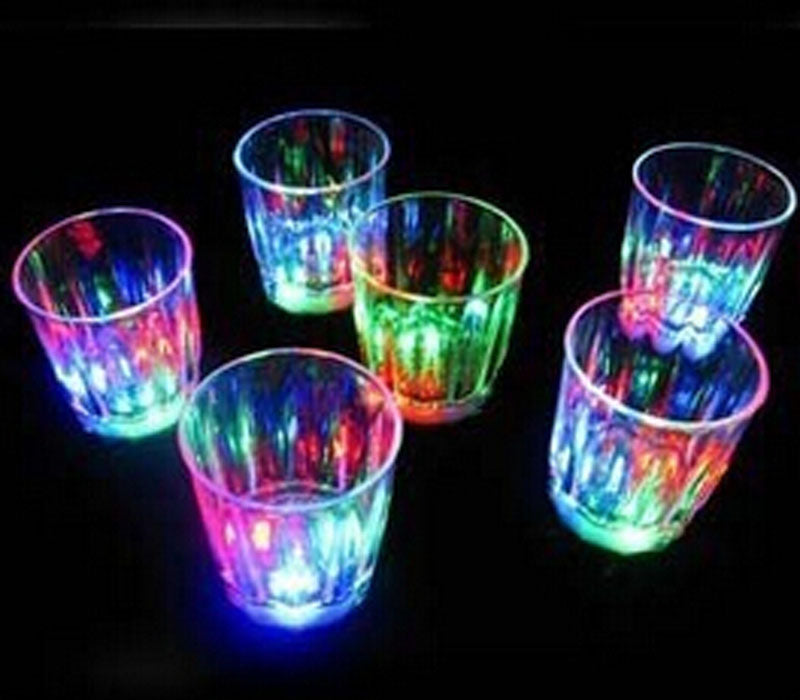 20pcs Colorful Led Cup Flashing Shot Glass Led Plastic Luminous Cup Neon Cup Birthday Party Night Bar Wedding Beverage Wine flash small cup