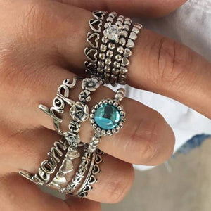 3pcs Big Cubic Zircon Wedding Knuckle Rings for Women Silver Color Crystal Finger Ring Set Boho Antique Female Jewelry