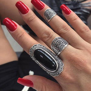 3pcs Big Cubic Zircon Wedding Knuckle Rings for Women Silver Color Crystal Finger Ring Set Boho Antique Female Jewelry