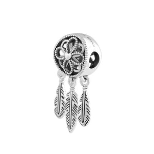 2018 New 925 Sterling Silver Bead Charm Openwork Flower Feather Spiritual Dream Catcher Pendant Bead Fit Pandora Bracelet Diy Jewelry