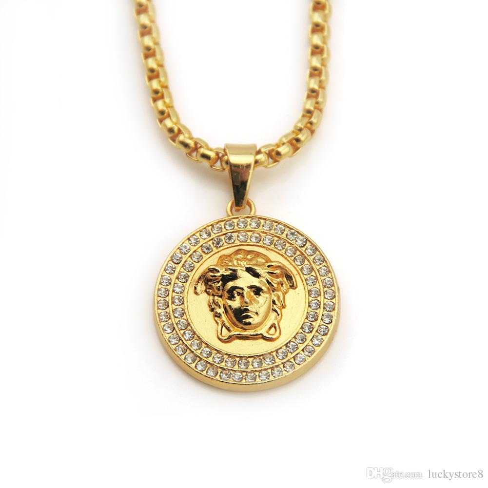 The trumpet Top Quality Medusa Pendant Necklaces For Men 2018 Hot Hiphop Jewelry Gold Plated Luxury Accessories Free Shipping