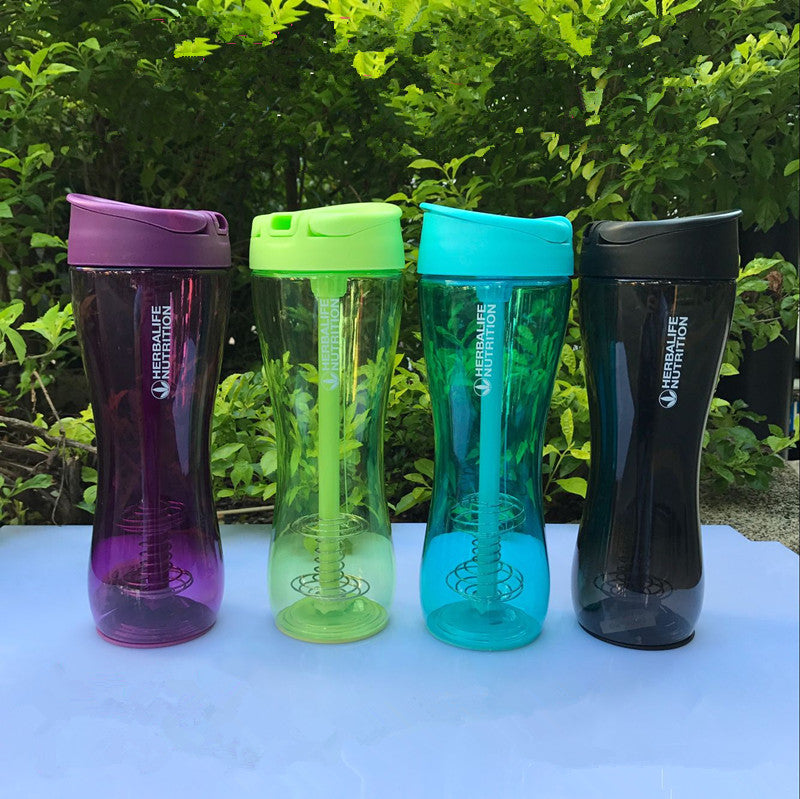 500ML/17oz Outdoor Sport Herbalife Water Bottle Shake Cup Fit Tritan Cycling Camp Nutrition Hiking Drink Stainless Steel Wire Whisk Portable