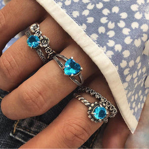 3pcs Big Cubic Zircon Wedding Knuckle Rings for Women Silver Color Crystal Finger Ring Set Boho Antique Female Jewelry