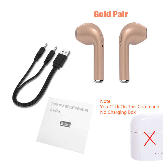 i7 i7s TWS Wireless Bluetooth Earphones In-Ear Music Earbuds Mic Stereo Mini Headset With Charging Box for Phone Android iphone Retail Box