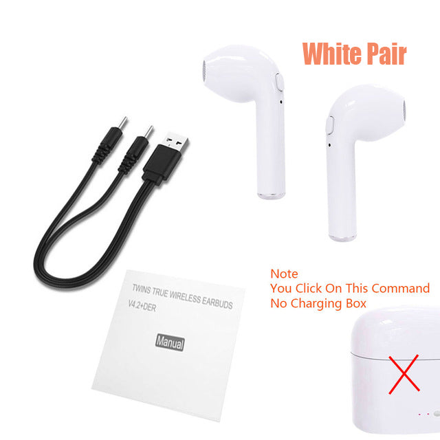 i7 i7s TWS Wireless Bluetooth Earphones In-Ear Music Earbuds Mic Stereo Mini Headset With Charging Box for Phone Android iphone Retail Box