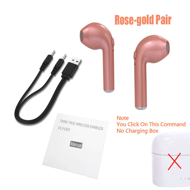 i7 i7s TWS Wireless Bluetooth Earphones In-Ear Music Earbuds Mic Stereo Mini Headset With Charging Box for Phone Android iphone Retail Box