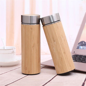 Natural Bamboo Tumbler 350ml 450ml Stainless Steel Liner Thermos Bottle Vacuum Flasks Insulated Bottles Coffee Tea Mug Bamboo Cup