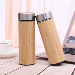 Natural Bamboo Tumbler 350ml 450ml Stainless Steel Liner Thermos Bottle Vacuum Flasks Insulated Bottles Coffee Tea Mug Bamboo Cup