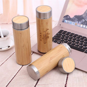 Natural Bamboo Tumbler 350ml 450ml Stainless Steel Liner Thermos Bottle Vacuum Flasks Insulated Bottles Coffee Tea Mug Bamboo Cup