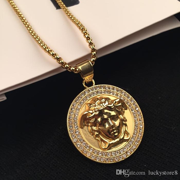 Top Quality Medusa Pendant Necklaces For Men 2017 Hot Hiphop Jewelry Gold Plated Luxury Accessories Free Shipping