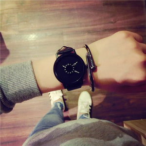 Hot fashion creative watches women men quartz-watch BGG brand unique dial design minimalist lovers' watch leather wristwatches